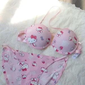 Sanrio Hello Kitty Kawaii Sweet Panties Set Push-Up Comic Underwear Sexy Pure Desire Bra Girl Gift