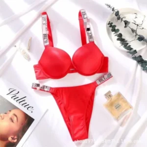 Cross-border Gothic Rhinestone Wide-strap Push-up Bra Women European American Light Luxury Plus Size High-slit Sexy Lingerie