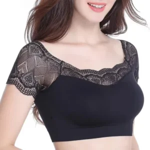 New Design Women Lady Wireless Yoga Anti-expose Conservative Lace Plus-size Sports Bra Versatile With Bra Pads Tops