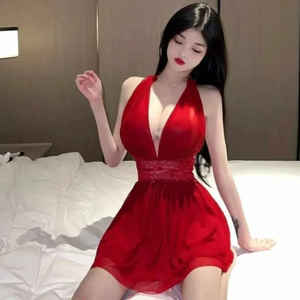 Large Size Sexy Femme Passion Backless Halter Sleep Skirt Underwear Dress Transparent Lingerie With Thong