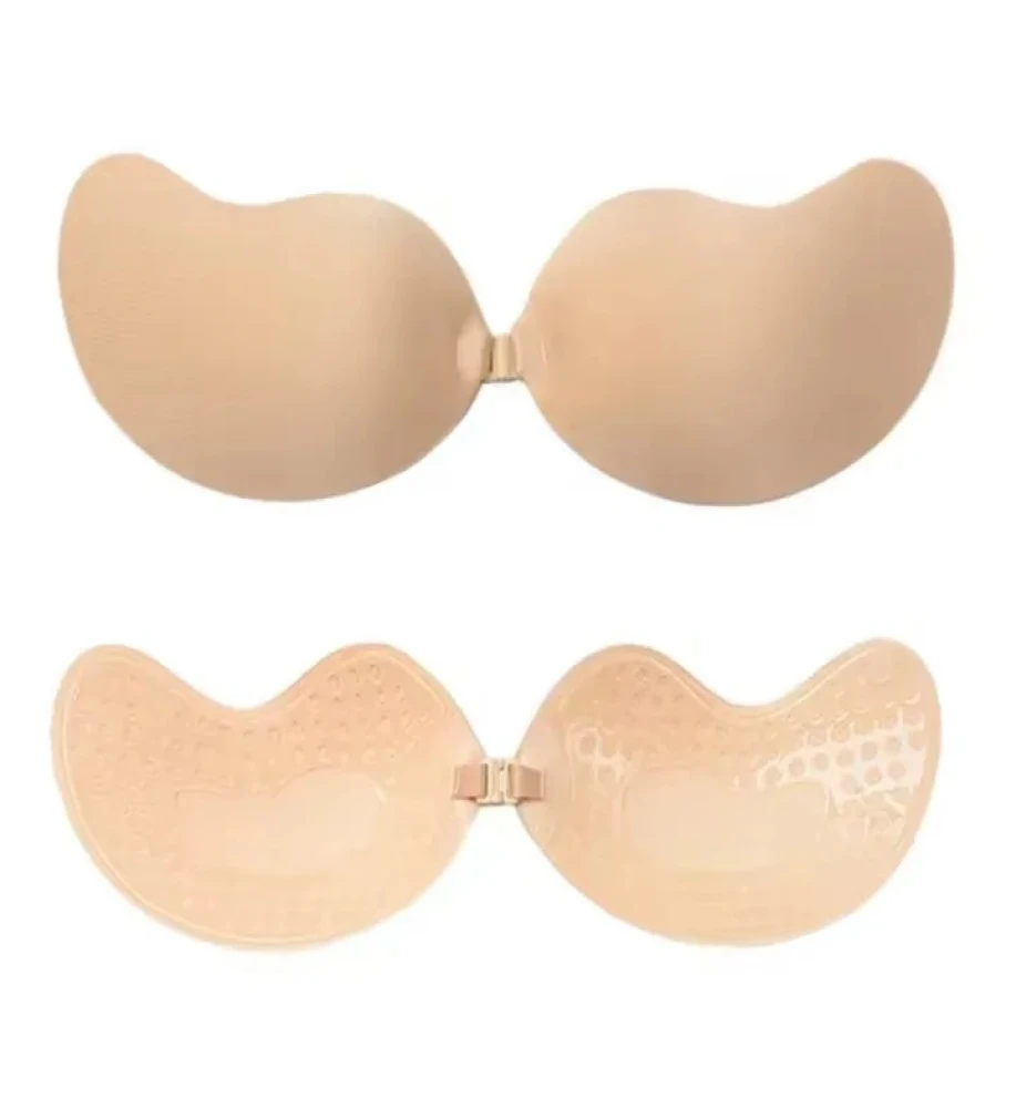 Self Adhesive Bra Mango Shape Strapless Backless Front Closure Bra Silicone Push up Invisible Sticky Bra for Women