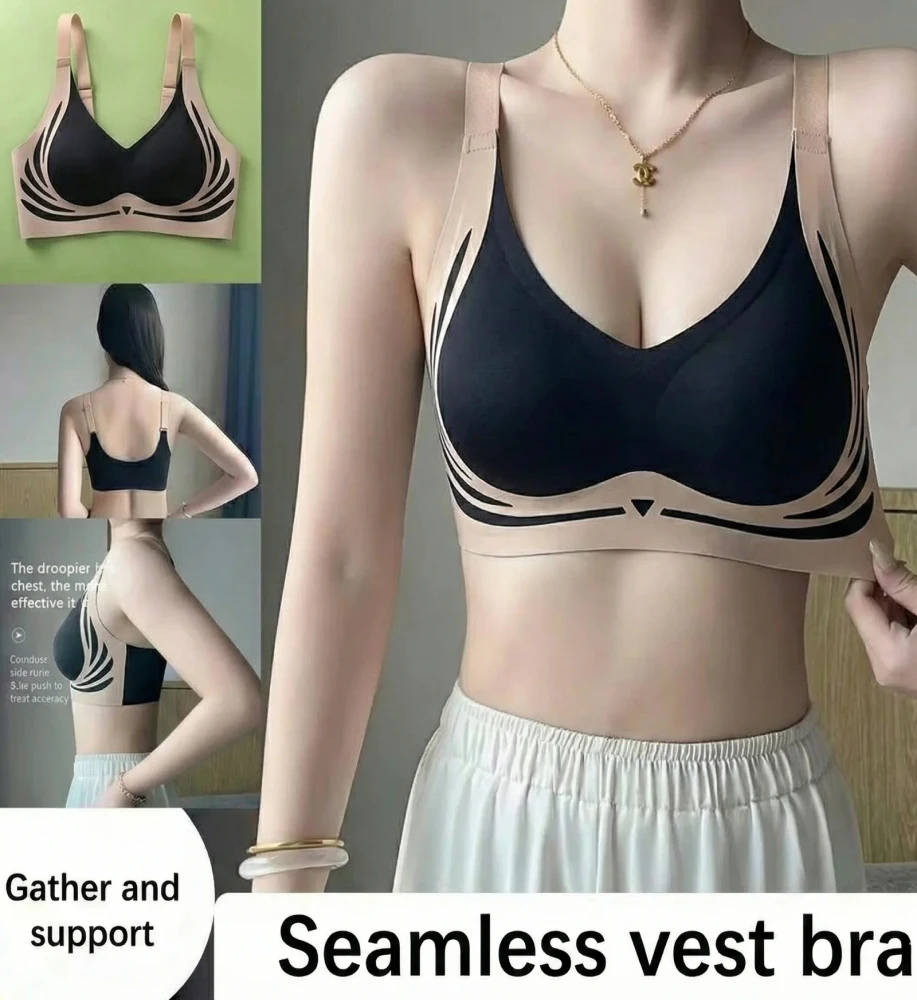 Korean bra Comfortable seamless push-up bras for women, angel wing set, trendy soft and breathable underwear, wire-free lingerie, plus sizes