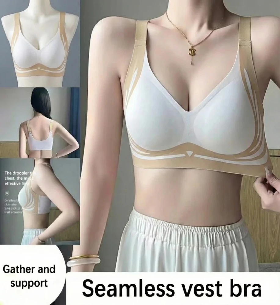 Korean bra Comfortable seamless push-up bras for women, angel wing set, trendy soft and breathable underwear, wire-free lingerie, plus sizes