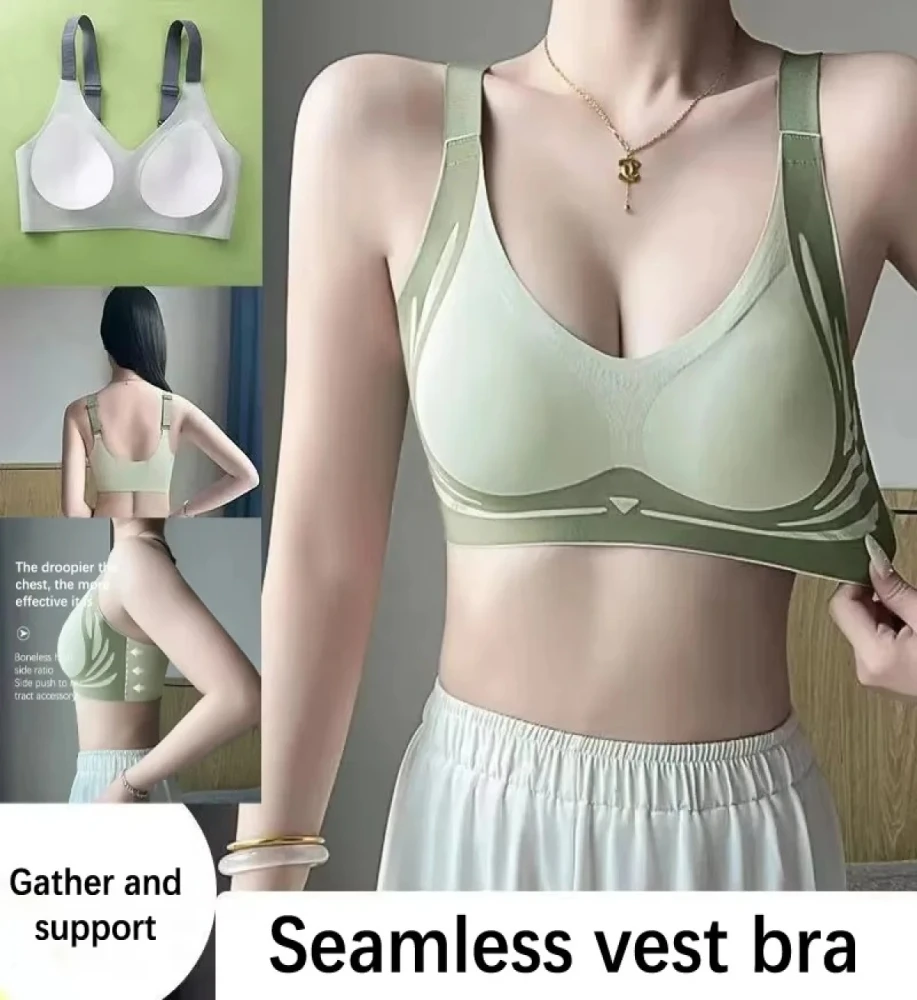 Korean bra Comfortable seamless push-up bras for women, angel wing set, trendy soft and breathable underwear, wire-free lingerie, plus sizes