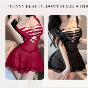 Sexy Lingerie Set Hand Shaped Cutout Halter Bodysuit Sheer Mesh Ruffle Trim Seductive Outfit for Fantasy Nights