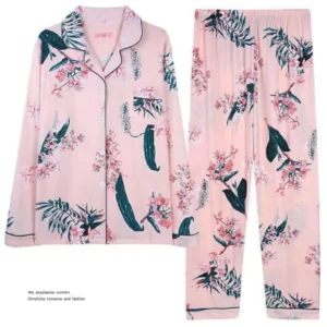 Sleepwear Women's Cotton Cute Pajamas Girls Long Sleeve Tops+Pants with Pockets Polka Dot Casual Lounge Wear
