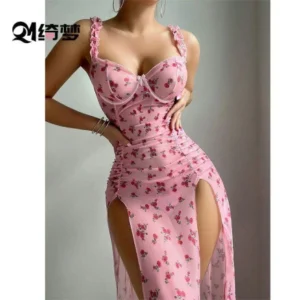 Sexy Lingerie with Floral Prints Valentine's Day Long Dress Seductive Perspective and Erotic Dress